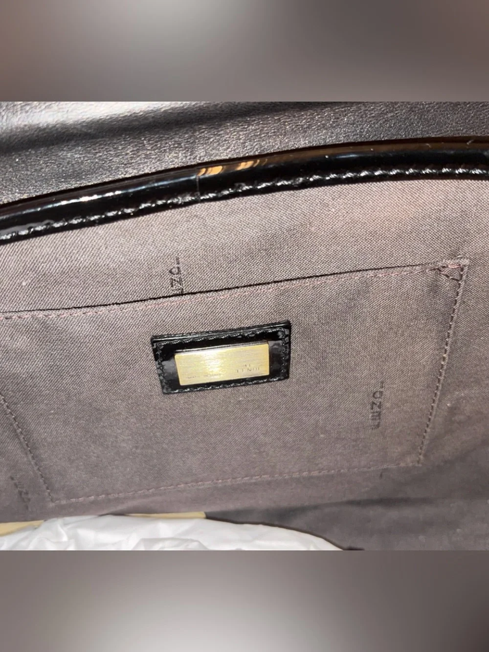 FENDI Striped Velvet B Bis Baguette Leopard Calf Hair, Black Patent Leather rare